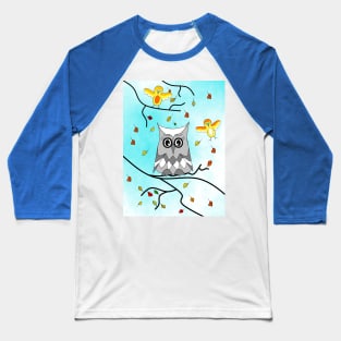 AUTUMN Mood Cute Owl And Birds Baseball T-Shirt